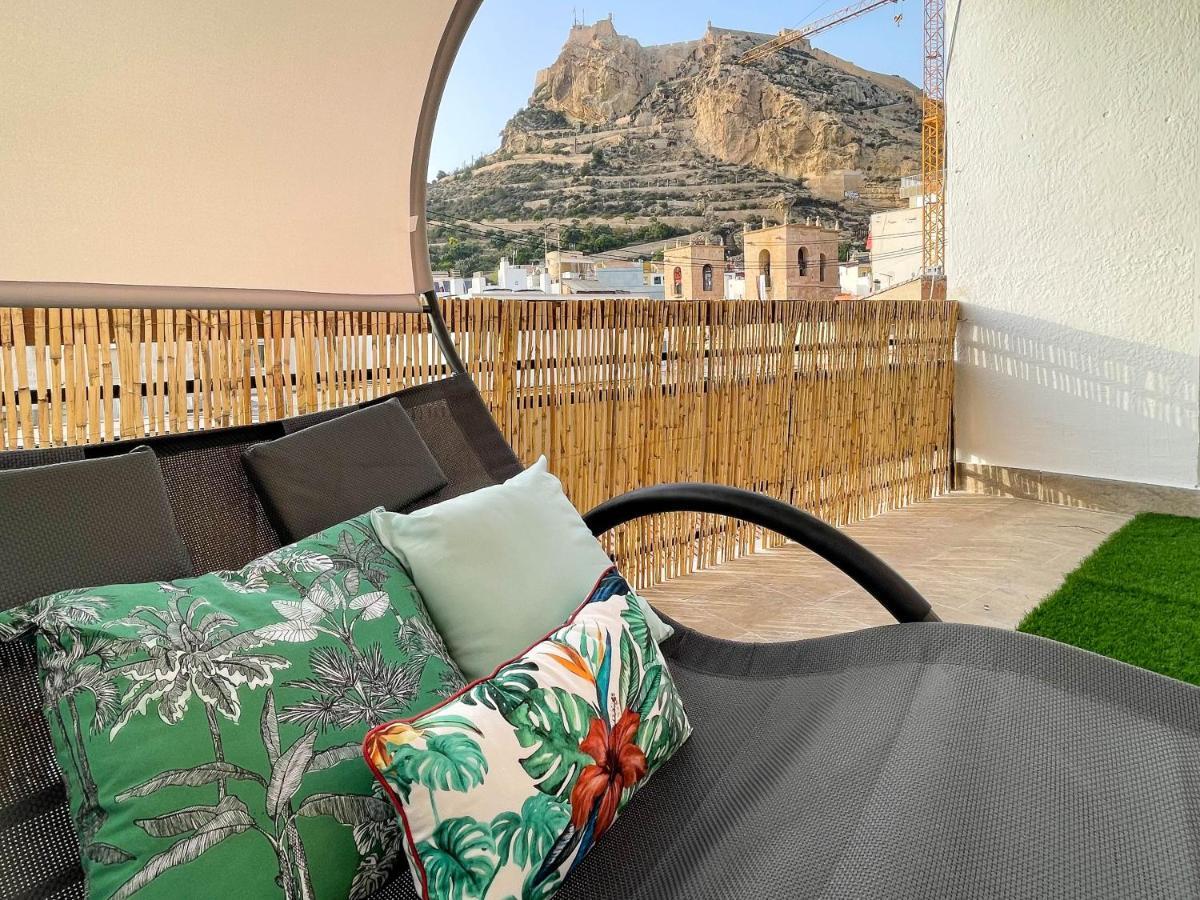 La Terraza. Vistas Al Castillo A 1 Min. De La Playa Alicante Bagian luar foto